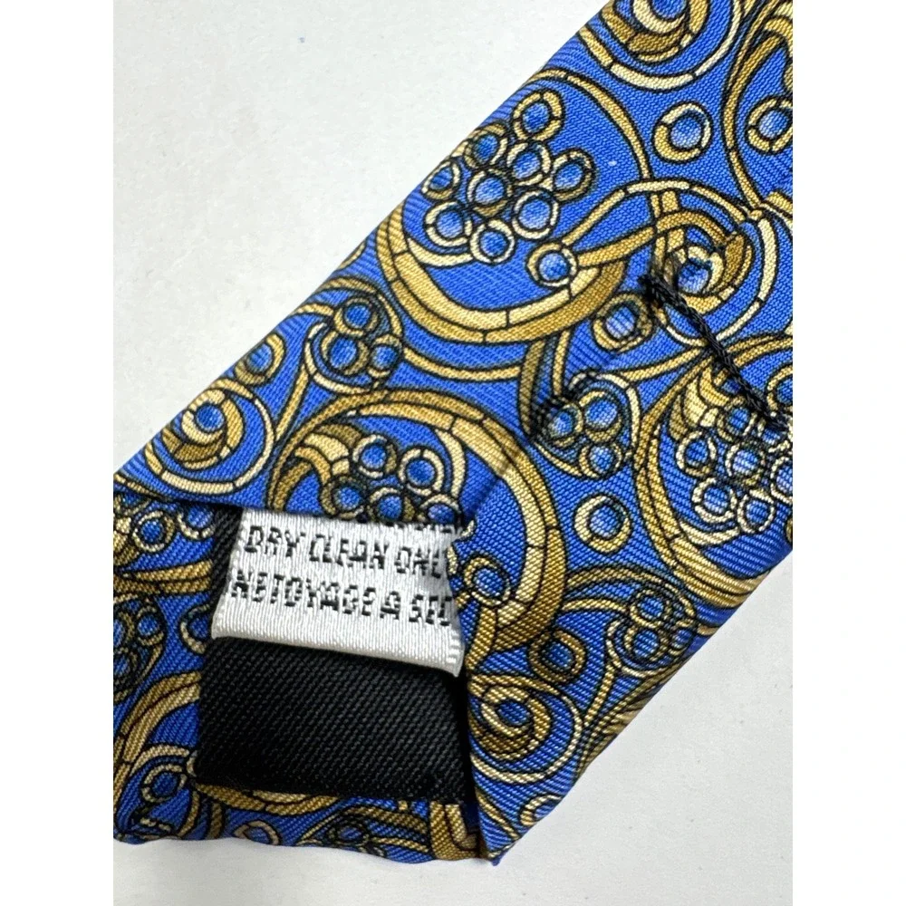 Metropolitan Museum of Art Silk Tie Blue Gold Art‎ Nouveau Scroll Floral